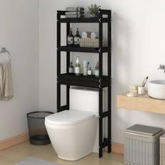 vidaXL Estante De Baño Madera Maciza De Pino Negro 63x26x171 cm