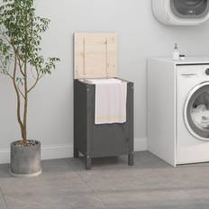 Legno Arredamento e Storage Bagni vidaXL Contenitore Per Bucato Grigio 44 x 44 x 76 cm Legno Massello Pino