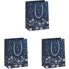 Plata Bolsas de Regalo Sigel GT111 17.5 x 23 x 10 cm"Silver Snowflakes" Christmas Motif Paper Gift Bag (Pack of 3)