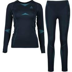 Blå Undertøysett Odlo Set Fundamentals Performance Warm W-DARKBLUE-XS