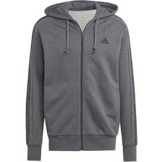 Adidas Multicolor Tops adidas Essentials French Terry 3-stripes Full-zip Hoodie - Dark Grey Heather/Black