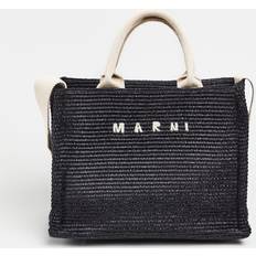 Messing Tragetaschen Marni Marni-Raffia-Effect Small Tote Bag Handbags Nero-Donna Black OS