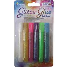 Gelb Glitzerkleber Glorex Glitterglue Stifte Rainbow 6 x 10,5 ml