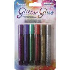 Silbrig Klebstoffe Glorex Glitterglue Stifte 6 x 10,5 ml