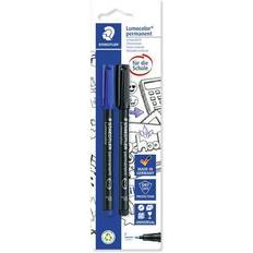 Textilstifte Staedtler FolienschreiberLumocolorFpermanentblauschwarzaufBlisterkarte