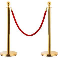 vidaXL Stanchion Stand Rope Red and Golden Velvet