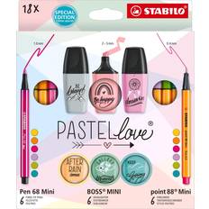 Schwarz Buntstifte Stabilo Stifte-Set Pastellove Set 18er-Pack