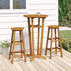 vidaXL Juego 3 Piezas Madera Maciza Acacia Conjunto de Bar Exterior, 1 Mesa incl. 2 Sillas