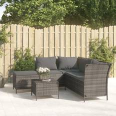 Rattan garden set vidaXL Patio 4 Piece with Cushions Gray Poly Rattan Garden Sofa Set da Lounge da Esterno