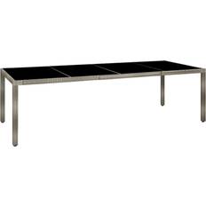 vidaXL Havebord 250 x 100 x 75 cm Hærdet Glas Og Polyrattan Grå