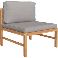 Teak Lounge-Sets vidaXL Mittelsofa Dunkelgrauen Massivholz Lounge-Set