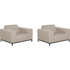 Metal Sillas de Patio Beliani Conjunto De 2 Sillones De Poliéster Beige Arena Negro Patas Metal Rovigo