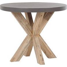 Tables de Jardin Beliani Table de Repas de Jardin Ronde 90 cm Plateau en Béton Résistant et Pieds en Bois Naturel Idéale pour Extérieur au Style Scandinave