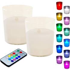 Candlesticks LumaBase "Color Changing 3.75"" 3"" Unscented Wax Pillar Candlestick