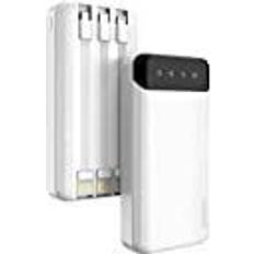 Dudao Kapazität Charger mit 3 integrierten Kabeln (20000mAh, 10W, 10Wh) Powerbank, Weiss