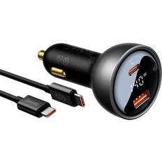 140w oplader Baseus Biloplader Digital Display PD3.1 Dual Cast Car Charger 140W