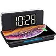 Batterien & Akkus RealPower ChargeAIR Clock Digitaler Wecker Nachtlicht mit Wireless Charger Ladepad, Kabelloses 10W QI Ladegerät, Kompatibel mit iPhone 14 13 12 Pro Mini Max Samsung Galaxy S22 S21 S20 Google Pixel