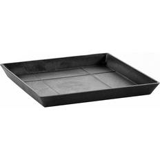 Plant Saucers Ecopots Modern Recycled Plastic Square Flower Pot Planter Saucer Dark Grey 11 in