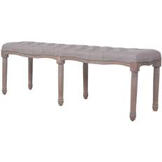 Grigio Panche vidaXL In Lino E Legno Massello 150x40x48 cm Grigio Scuro Panca