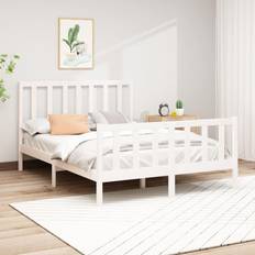 vidaXL Uden Madras 140x190 cm Massivt Fyrretræ Hvid Sengeramme