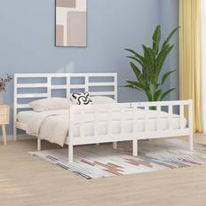 vidaXL 200x200 cm Massivt Fyrretræ Hvid Sengeramme