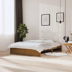 vidaXL Honungsbrun Massivt Trä 150x200 cm Sängram