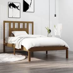 Senge & Madrasser vidaXL 100x200 cm Massivt Fyrretræ Gyldenbrun Sengeramme