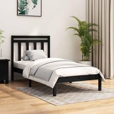 Senge & Madrasser vidaXL 75x190 cm Small Single Massivt Træ Sort Sengeramme