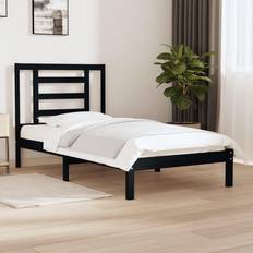 Beds & Mattresses vidaXL Solid Wood Pine Bed Frame 100x200 cm Black