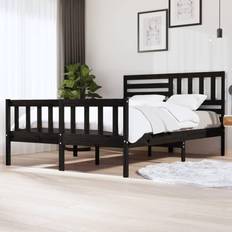 vidaXL Estructura De Cama De Madera Maciza Negra 140x200 cm