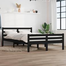 vidaXL Estructura De Cama Madera Maciza Negro 120x200 cm