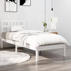 vidaXL 100x200 cm Massivt Træ Hvid Sengeramme