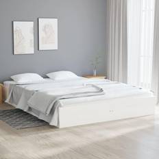 Bedden en Matrassen vidaXL Bedframe Massief Hout Wit 120x190 cm Small Double