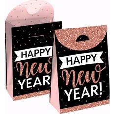 New Year Wrapping Paper & Gift Wrapping Supplies Big Dot of Happiness Rose Gold Happy New Year New Years Eve Gift Favor Bags Party Goodie Boxes Set of 12