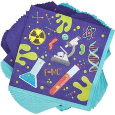 Birthdays Paper Napkins Science Birthday Party Decorations, Purple Paper Napkins (6.5 In, 100 Pack)