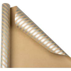 Brown Gift Wrapping Papers Jam Paper Striped Gift Wrap 25 Sq. ft Brown & Silver Christmas 1 Pack