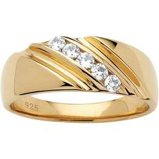 Jewelry PalmBeach Diagonal Wedding Band Ring - Gold/Transparent