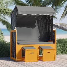 Grigio Amache vidaXL Strandkorb e Tettoria Polyrattan Legno Massello Nero Antracite