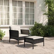 Economico Set da Lounge da Esterno vidaXL Giardino 2 pz Con Cuscini Nero in Polyrattan Set da Lounge da Esterno