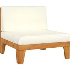 Divani Modulari vidaXL Centrale Cuscini Bianco Crema Massello Acacia Divano Modulare