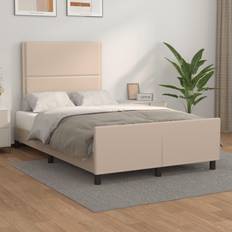 vidaXL Estructura De Cama Cabecero Cuero Sintético Capuchino 120x200 cm - Marrón