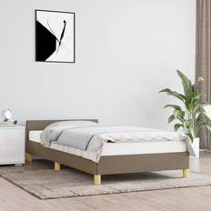 vidaXL Estructura De Cama Con Cabecero Sin Colchón Tela Taupe 90x200 cm