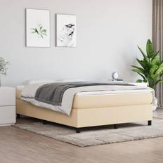 vidaXL Boxspringbett Creme Stoff Creme Bettrahmen