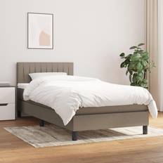 Medium Kontinentalsängar vidaXL Ramsäng Med Madrass Taupe 90x190 cm Tyg Kontinentalsäng