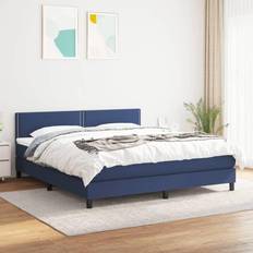 vidaXL Box Spring Con Colchón Tela Azul 160x200 cm Cama Continental