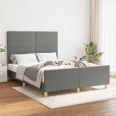 vidaXL Estructura De Cama Con Cabecero De Tela Gris Oscuro 140x200 cm