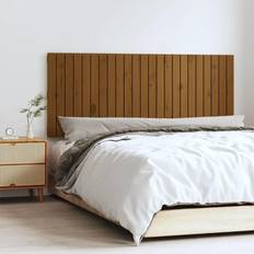 vidaXL Väggmonterad honungsbrun 147x3x60 massiv furu Sänggavel