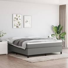 vidaXL Boxspringbett Dunkelgrau Stoff Grau Bettrahmen