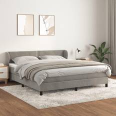 160cm Letti vidaXL Giroletto A Molle Con Materasso Grigio Chiaro 160x200 cm Velluto Letto Continentale