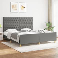 vidaXL Estructura De Cama Con Cabecero Tela Gris Oscuro 180x200 cm